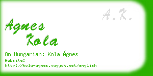 agnes kola business card
